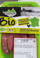 Saucisse nature de volaille bio