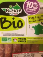 Saucisse nature de volaille bio