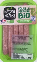 Saucisse nature de volaille fermière