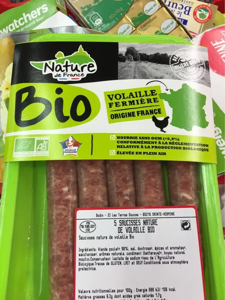 Saucisse natute volailles bio