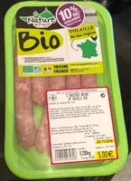 Saucisses nature de volaille bio