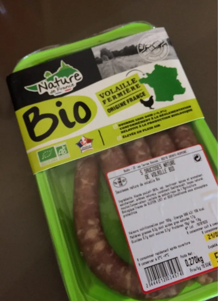 Saucisses de volaille bio