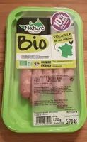 Saucisses nature de volaille bio