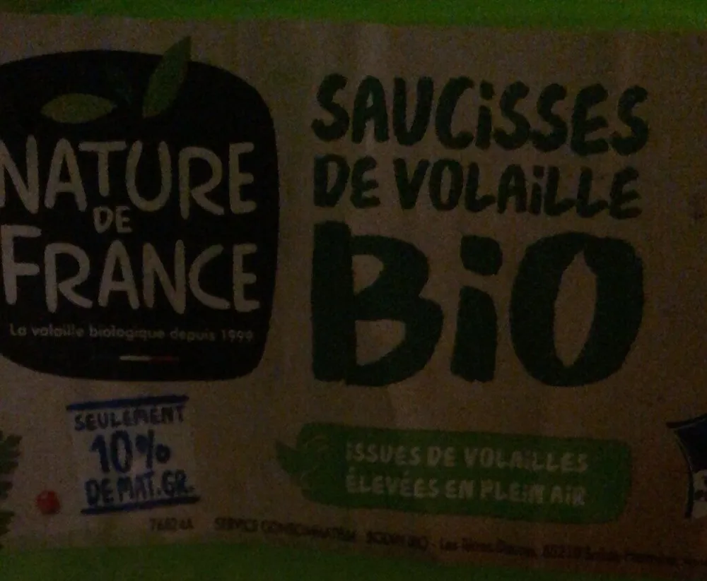 Saucisse de volaille bio
