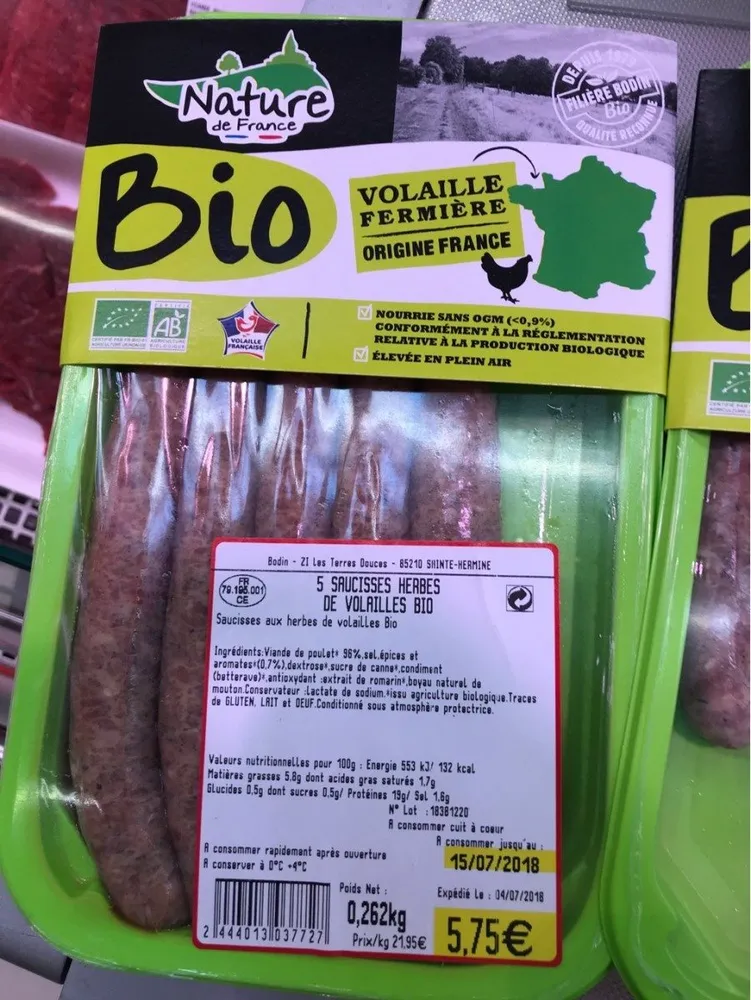 Aaucisses herbes volailles bio