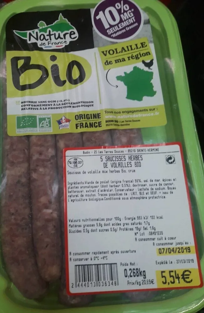 Saucisses volailles bio herbes