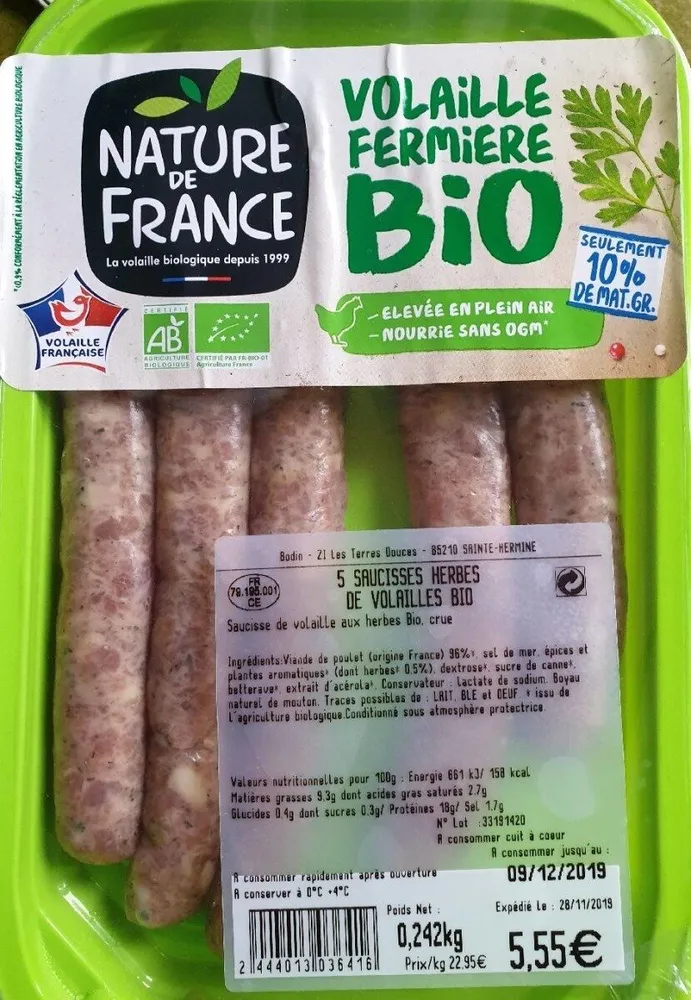 Saucisses de volaille aux herbes