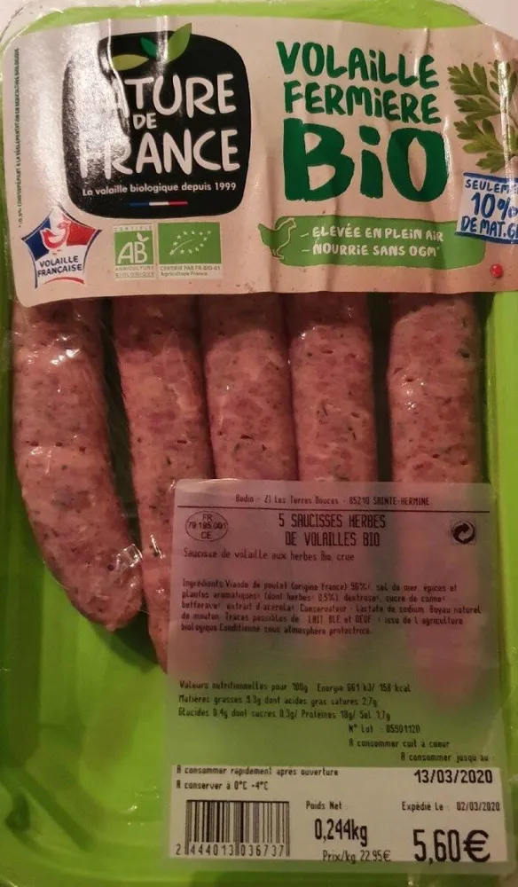 Saucisses volaille fermières