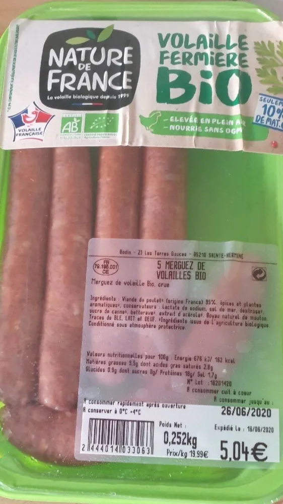 Volaille fermière bio merguez