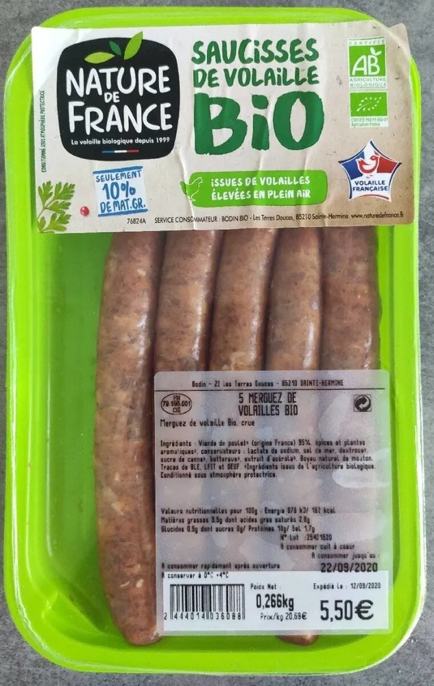 Merguez de volailles Bio