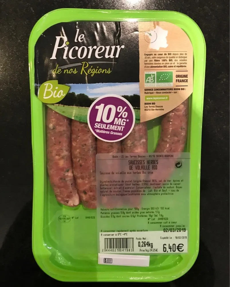 Saucisses herbes de volaille bio