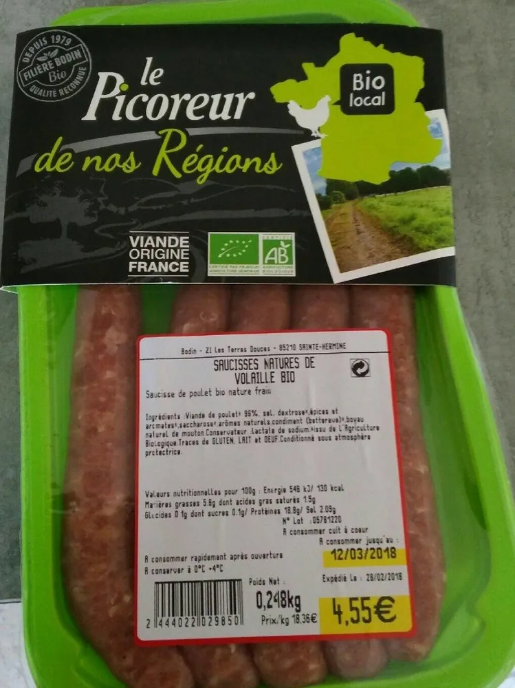 Saucisses Natures de volaille