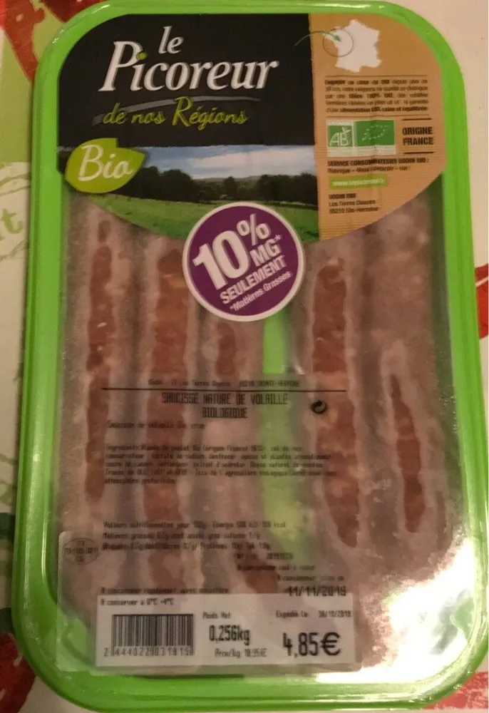 Saucisses naturelles de volailles