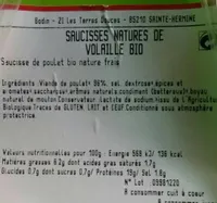 Saucisses natures de volaille bio