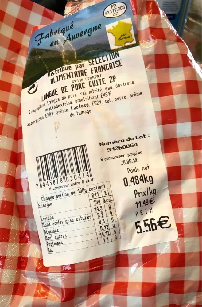 Langue de porc cuite