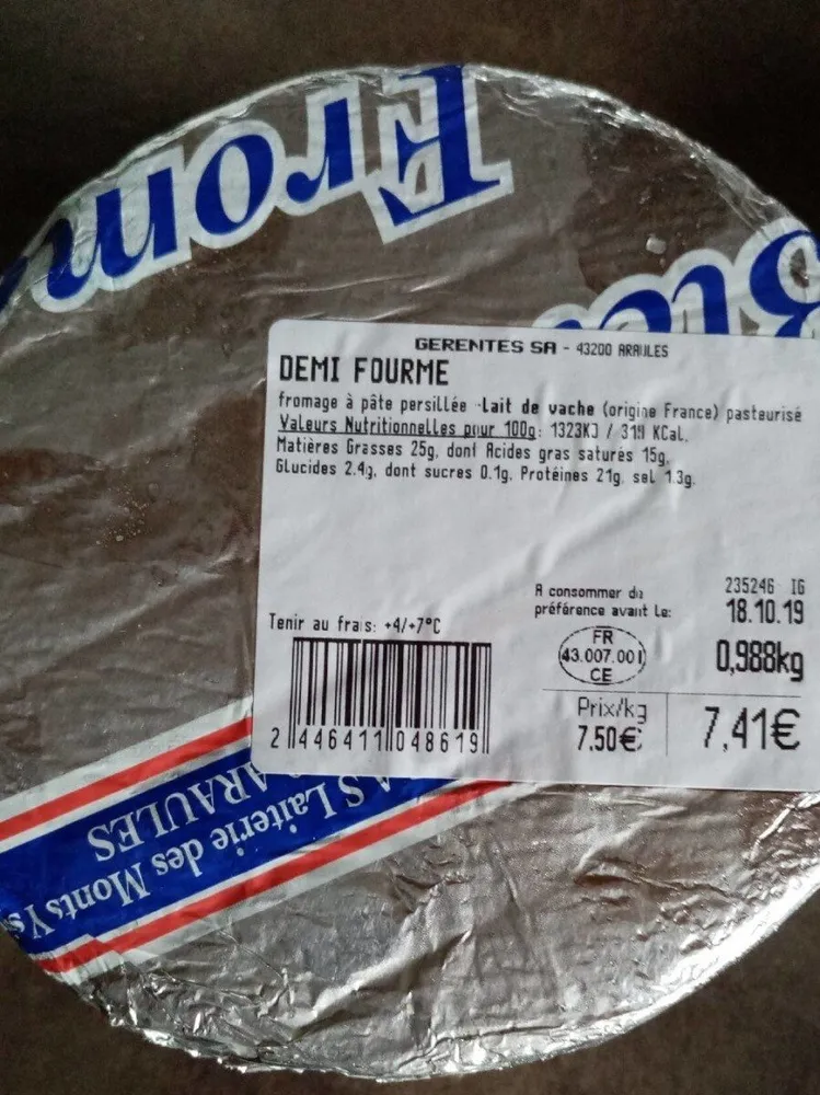 Fromage bleu demi foume
