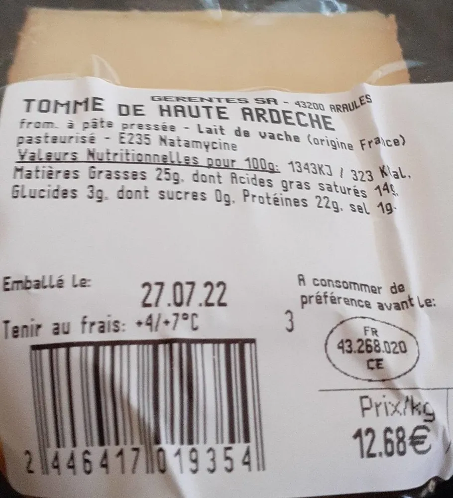 Tomme de haute ardeche