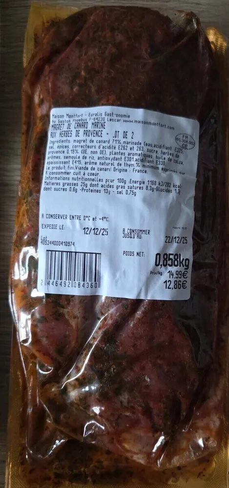 Magret de canard mariné