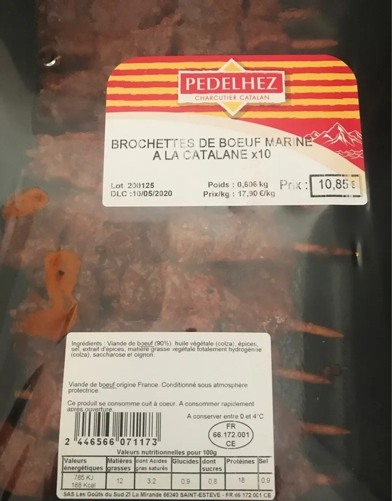 Brochettes de boeuf marine a la calatale x10