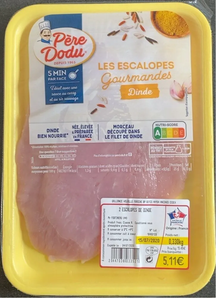 Les escalopes gourmandes dinde