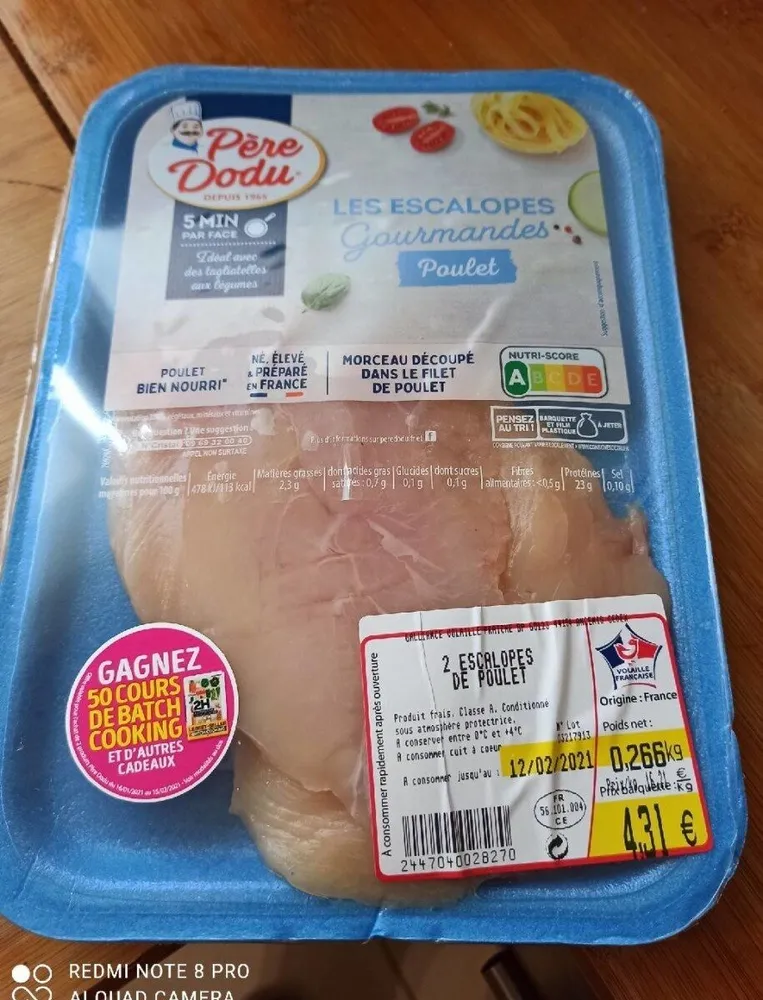 Les escalopes gourmandes poulet