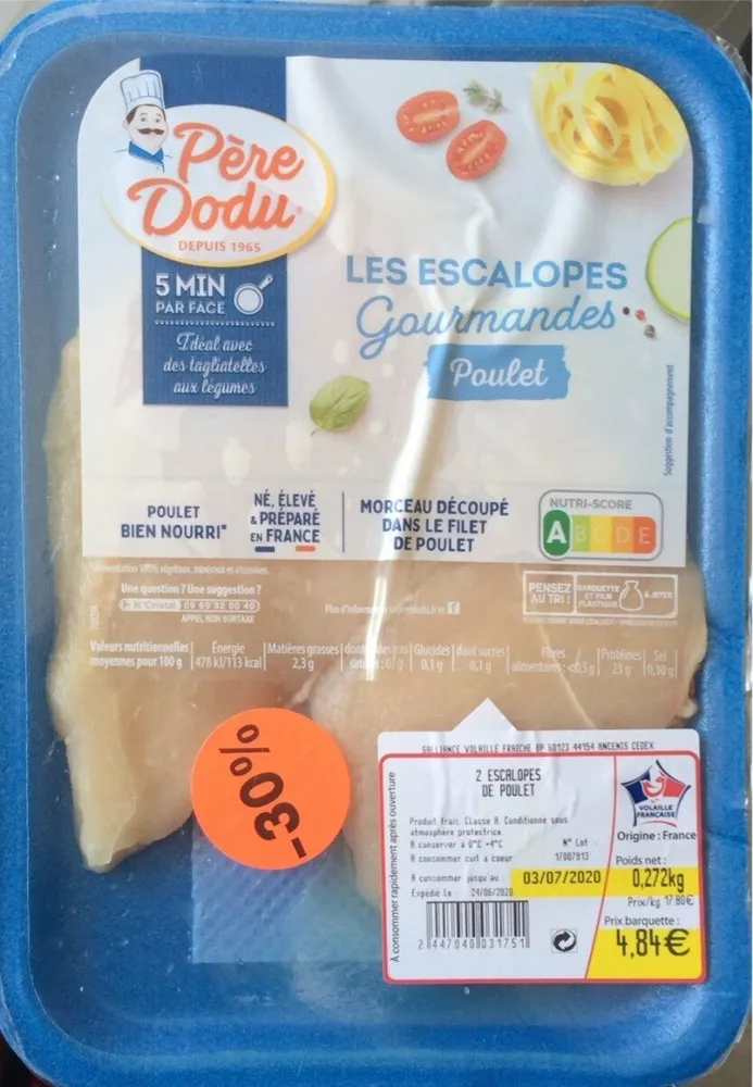 Pere Dodu les escalopes gourmandes poulet