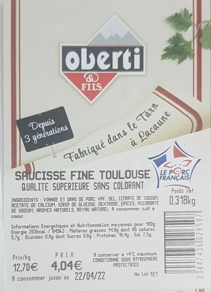 Saucisse fine de Toulouse