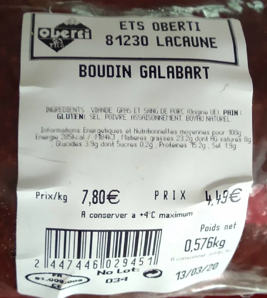 Boudin galabart