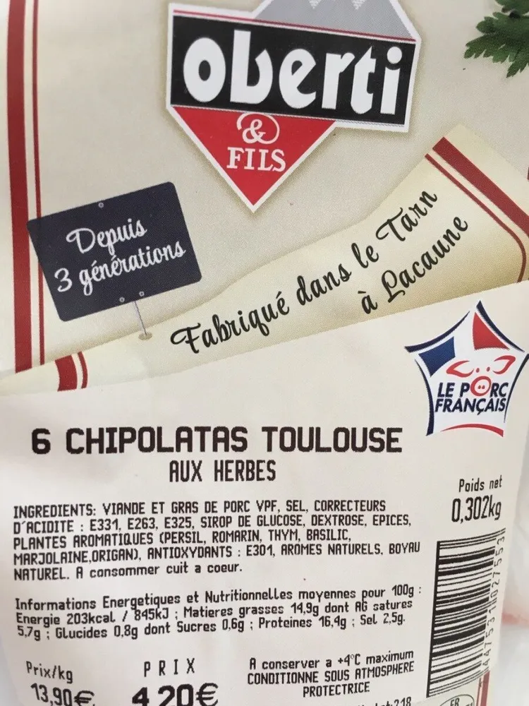 Chipolatas toulouse aux herbes