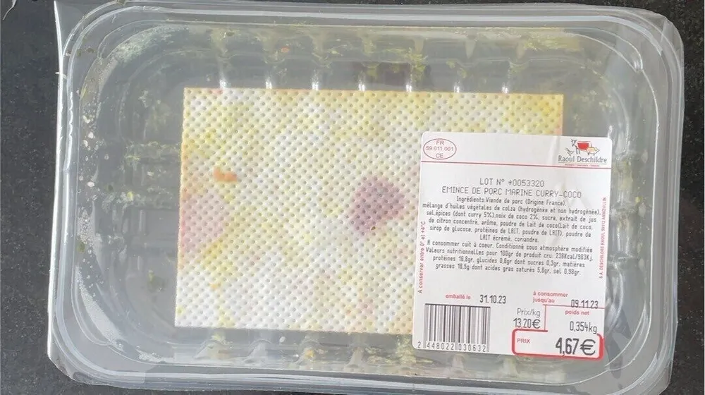 Émincé porc mariné curry coco