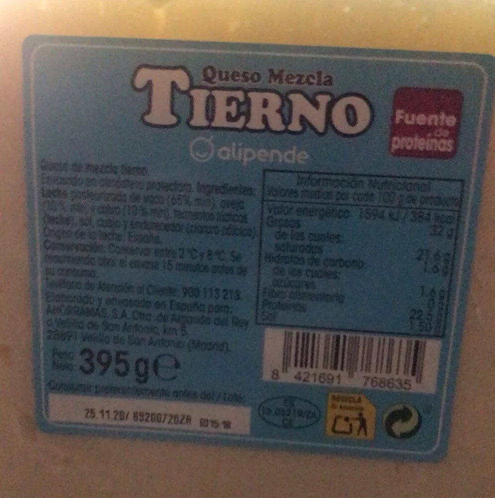 Queso mezcla tierno