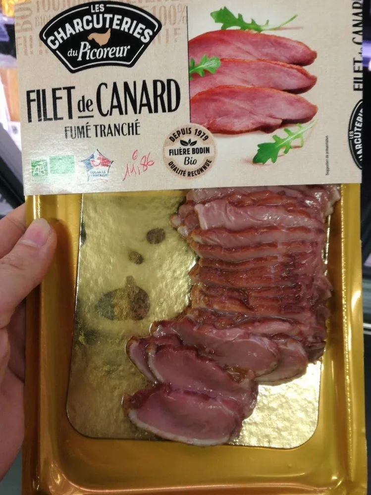Filet de canard fumé tranché