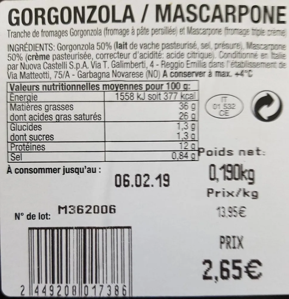Gorgonzola/mascarpone