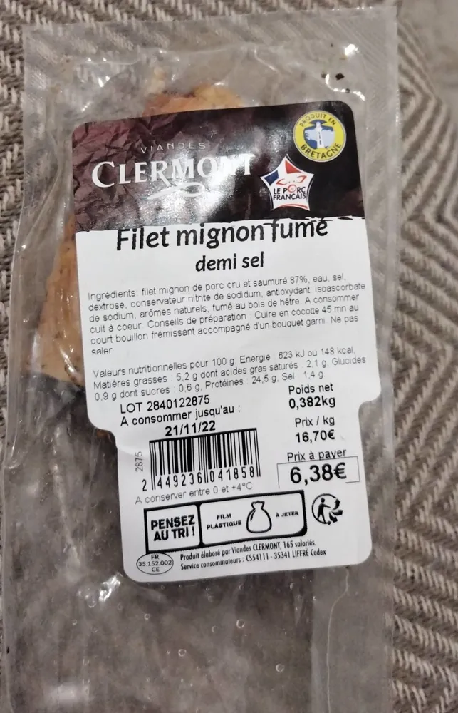 Filet mignon fumé demi-sel