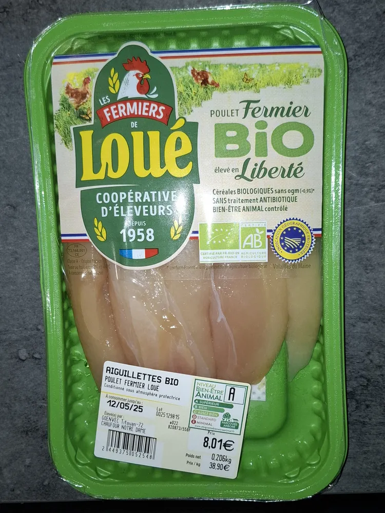Poulet fermier bio élevé en liberté - Aiguillettes