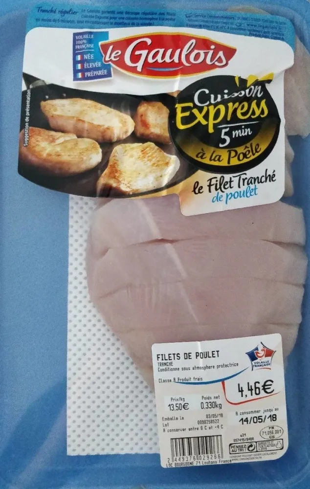Filets de poulet tranché