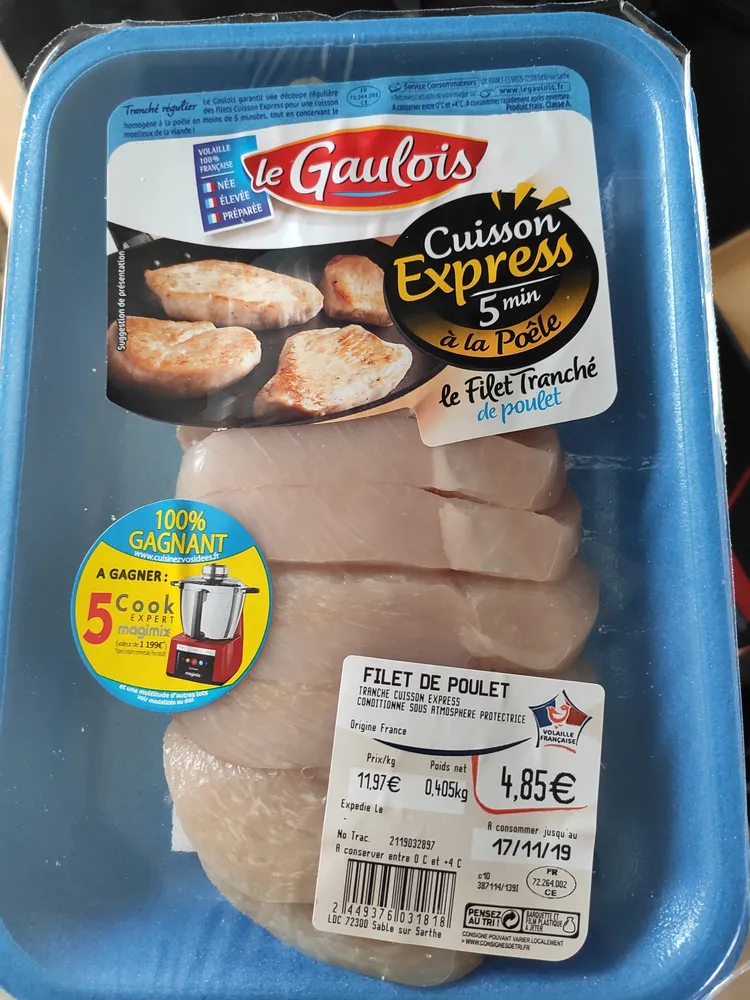 Cuisson Express 5 min à la Poêle le Filet Tranché de poulet