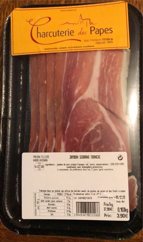 Jambon serrano tranche