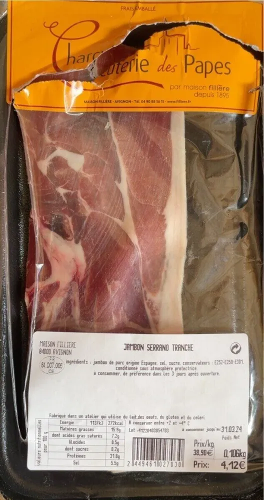 Jambon serrano tranche