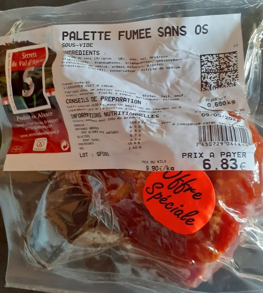 Palette fumée sans os