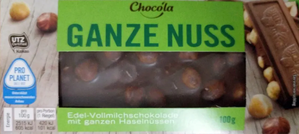 GANZE NUSS Edel-Vollmilchschokolade mit ganzen Haselnüssen