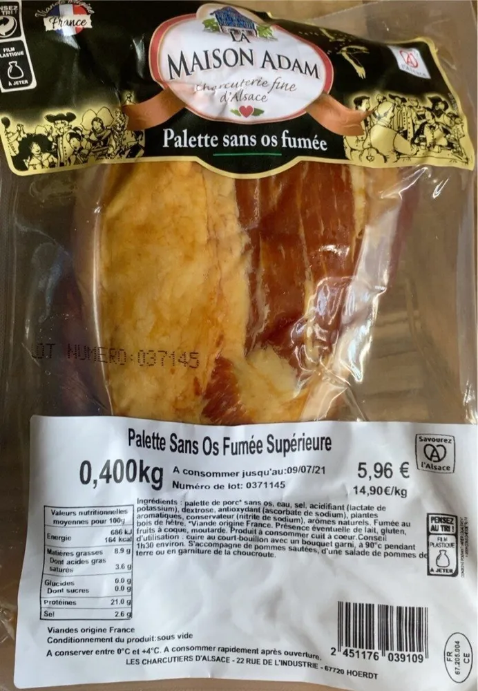 Palette sans os fumée