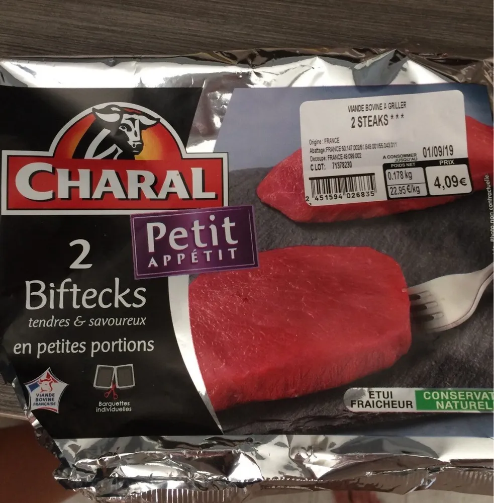 Charal 2 biftecks petit appetit