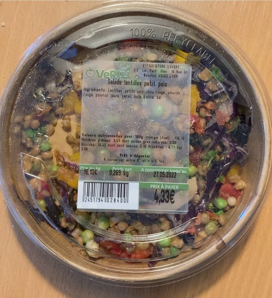 Salade lentilles petit pois