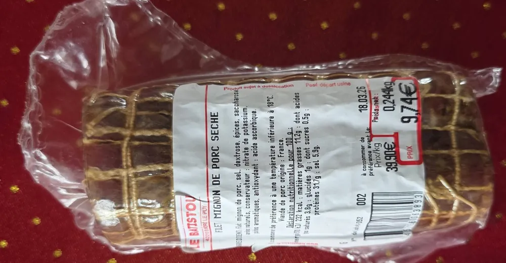 Filet mignon de porc séché