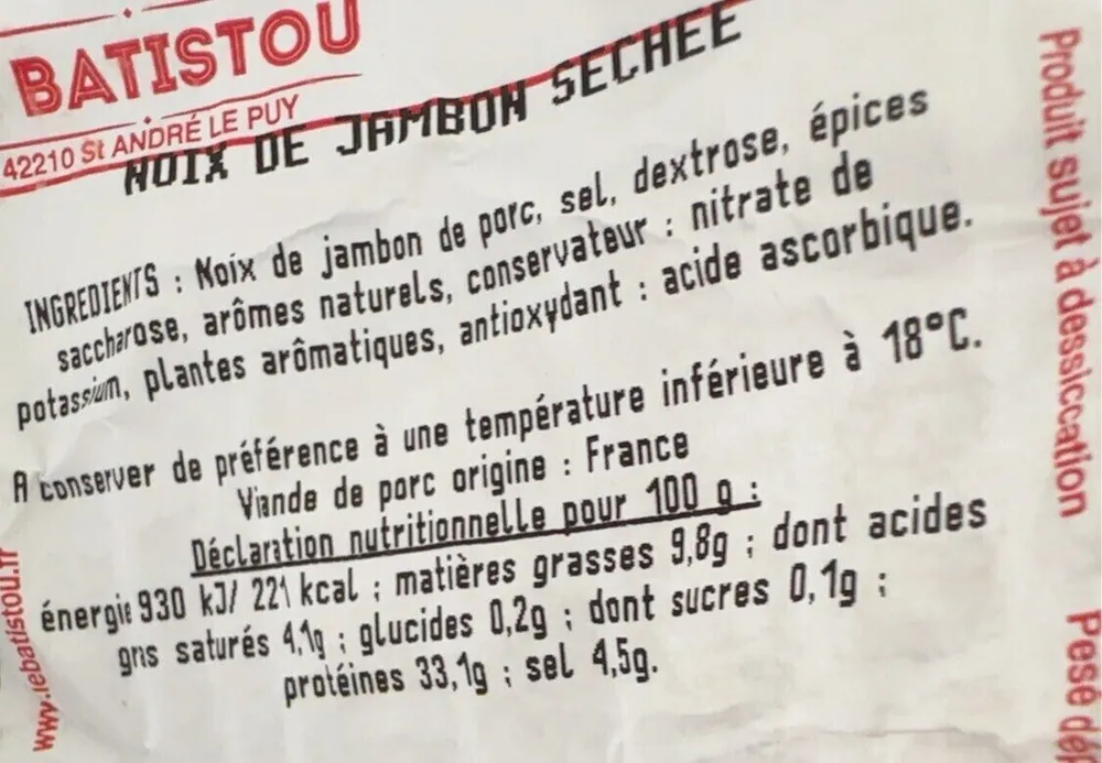 Noix de jambon sechee
