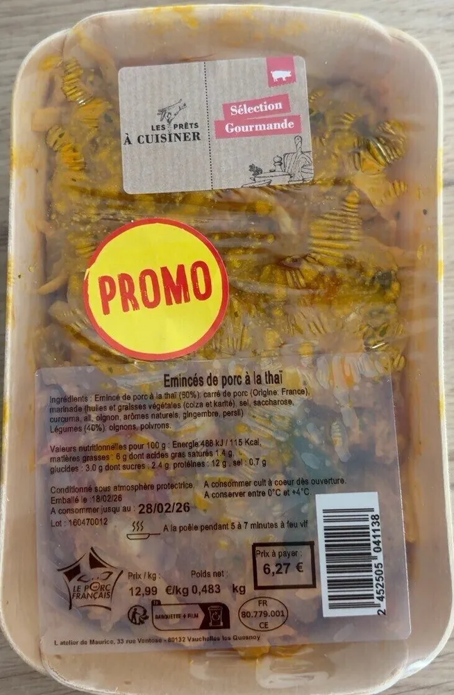 Emincés de porc à la thaï