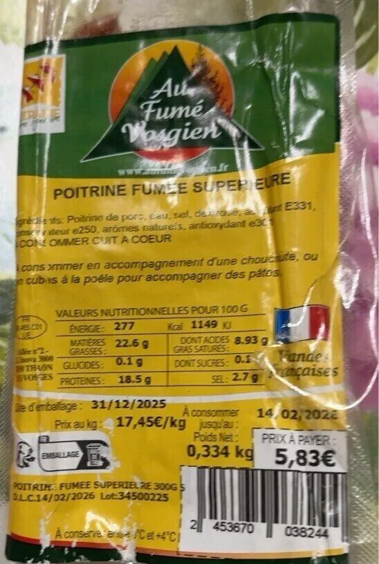 Poitrine fumée supérieure