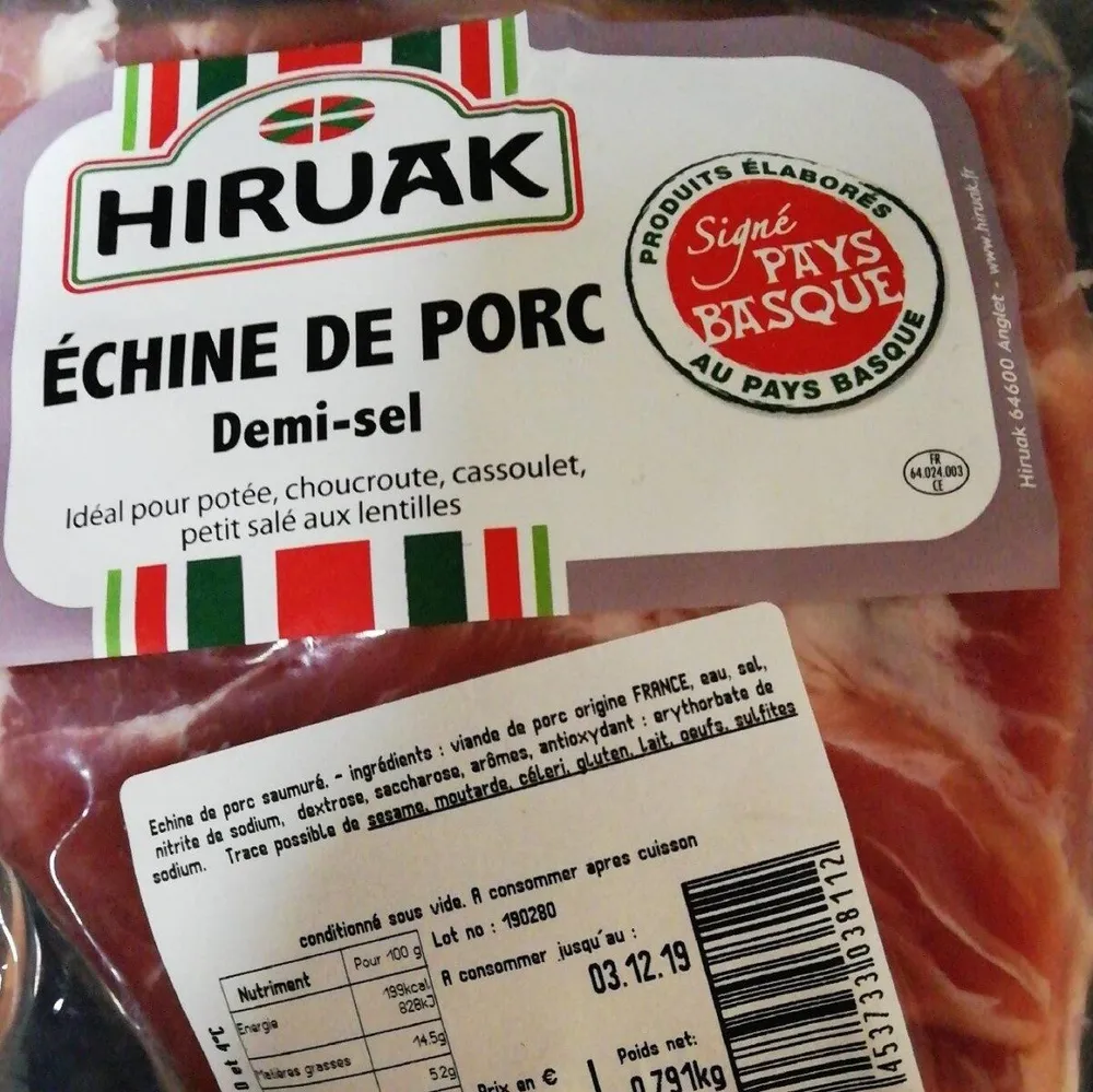 Échine de porc demi sel
