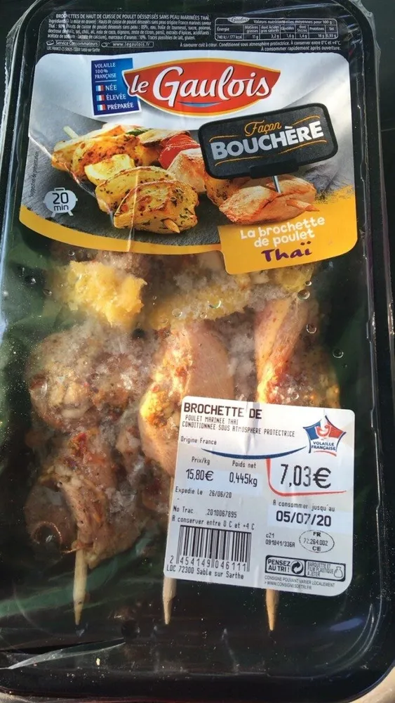 Brochette de poulet marinee thai